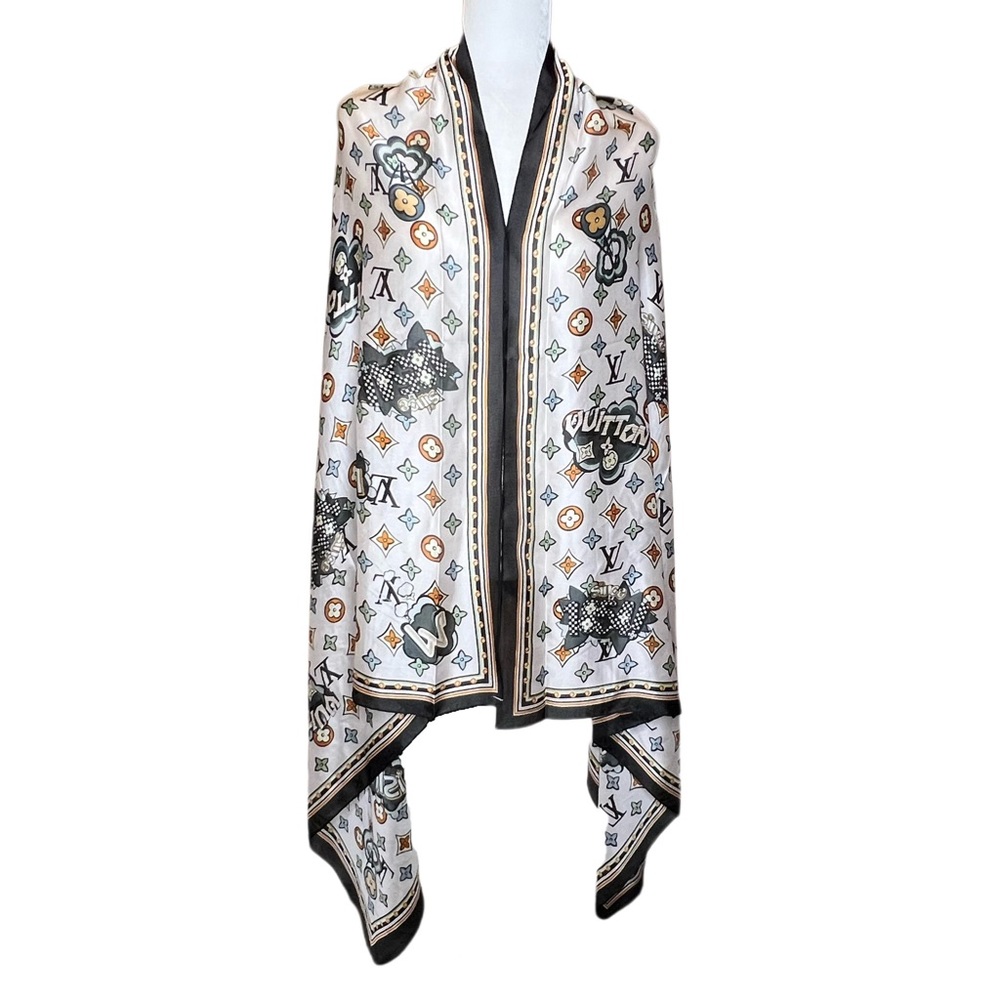 Louis Vuitton Silk Street Monogram Graffiti Since 1854 Scarf Shawl NWT